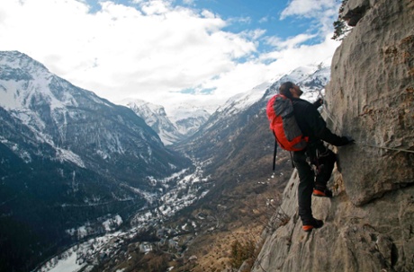 Climbing in the Fressinieres valley, Écrins massif, near Ailefroide, France
