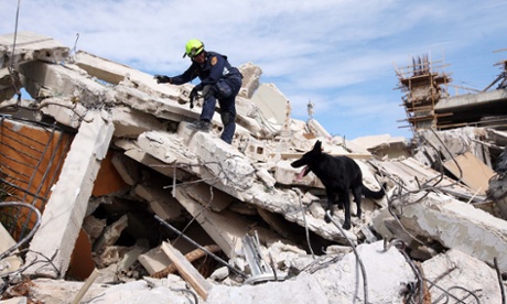 Searching for survivors in the rubble  of Haiti's capital Port-au-Prince after the earthquake in 2010.