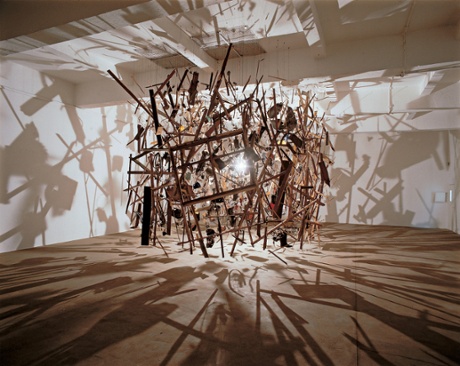 Cornelia Parker's 1991 work Cold Dark Matter, An Exploded View.