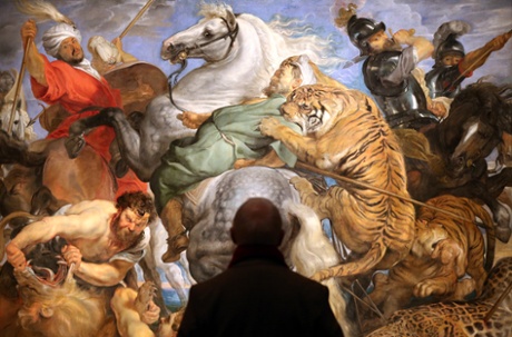 The Tiger, Lion & Leopard Hunt by Rubens at the Royal Academy, London. 