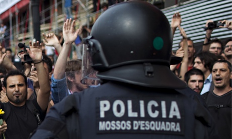 Riot police officers in Barcelona