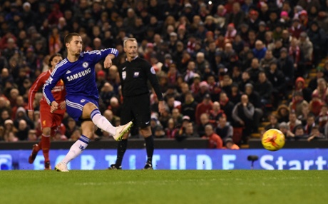 Eden Hazard scores the opening goal from the spot
