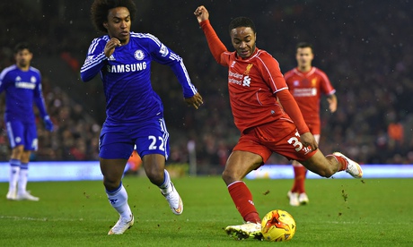 Liverpool's Raheem Sterling and Chelsea's Willian
