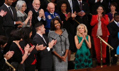 First lady Michelle Obama wore a tweed Michael Kors suit to the state of the Union