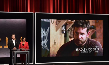 Chris Pine and Cheryl Boone Isaacs announcing Bradley Cooper's best actor nomination at last week's Oscar announcements.