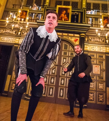 Blood-soaked … Tom Stuart (Alonzo) and Trystan Gravelle (De Flores) in The Changeling.