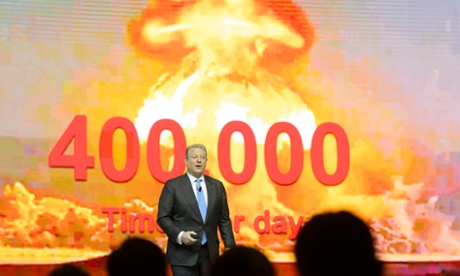 Former US vice-president Al Gore speaks at a panel session in Davos.