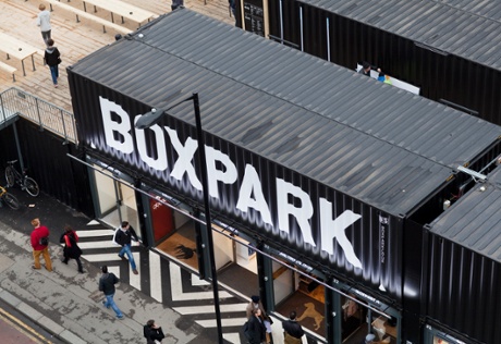 Boxpark in Shoreditch, East London. 