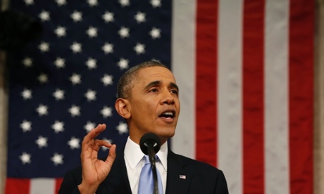 US President Barack Obama delivers the State of the Union address at the US Capitol.