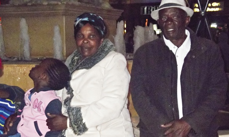 Andrea Gada with her grandparents Grace and Stanley Bwanya in South Africa in August 2014.