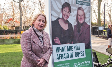 Green leader Natalie Bennett at the launch of a poster campaign on the TV debates