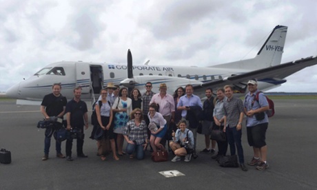 Annastacia Palaszczuk and hournalists in Rockhampton