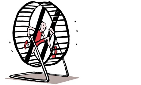 Cartoon of runner on mouse wheel