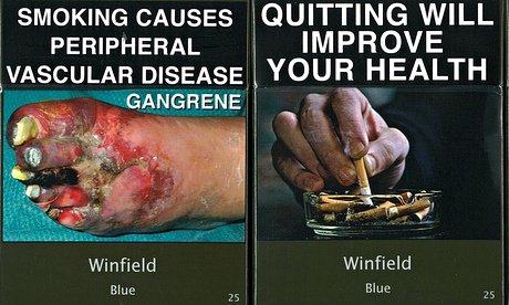 'Plain' cigarette packets on display in Australia.