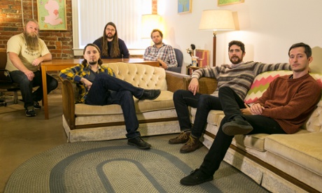 (From left) designer Travis Robertson, musician Trey Pollard, producer and musician Matthew E.  White, musician Cameron Ralston, musician Pinson Chanselle and manager Jesse Medaries in the Spacebomb studio.