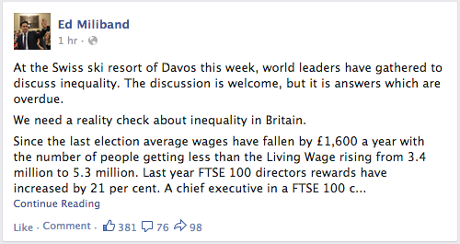 Ed Milband facebook post