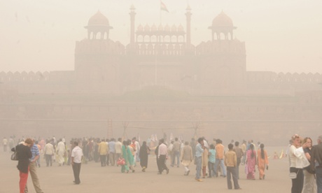 Winter fog hangs over the Red Fort in the Indian capital New Delhi. Pollution in the Indian capital reached 