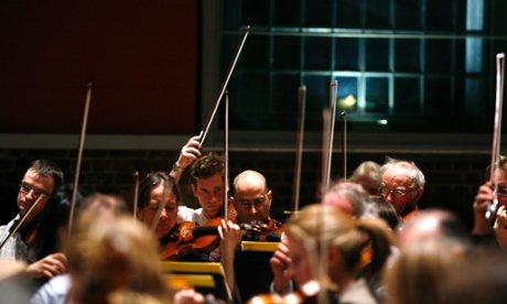 The London Symphony Orchestra rehearsing at Jerwood Hall, LSO St. Luke's, Old Street.
