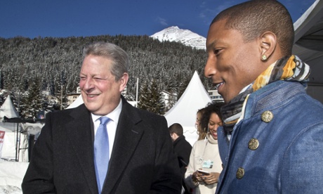 Al Gore (left) and Pharrell Williams in Davos in January 2015