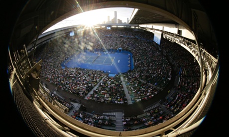 Rod Laver Arena, in all its fish-eye lens glory.