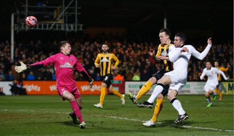 Robin Van Persie misses a good chance as he volleys over.