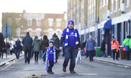 Leicester fans arrive at the stadium prior to the FA Cup fourth round match against Tottenham Hotspur.