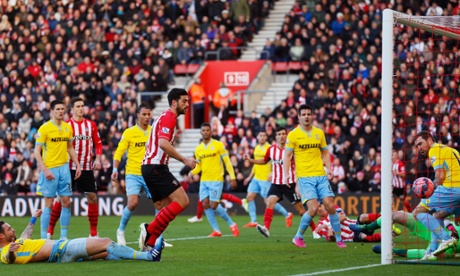 Southampton's Graziano Pelle opens the scoring at St Mary's.