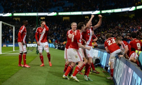 Middlesbrough's players celebrate Kike's late goal.