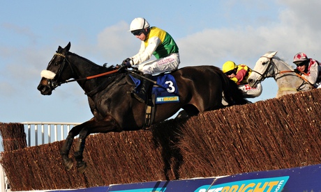 Many Clouds and Leighton Aspell on their way to a clear-cut victory in Betbright Cup at Cheltenham