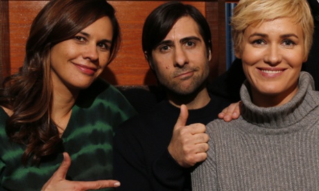 Naomi Scott, Jason Schwartzman and Judith Godreche at a photoshoot in Park City for The Overnight.