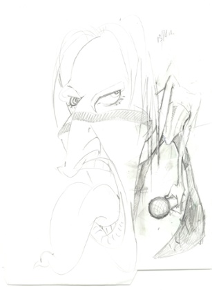 GNM Archive - Preparatory sketch of Marilyn Manson by Nicola Jennings.