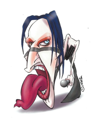 GNM Archive - Marilyn Manson finished caricature by Nicola Jennings.