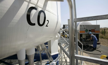 CO2 is delivered by lorry for storage in tanks 600 metres underground CO2 Test Station, Ketzin, Germany  - Jul 2008. In the course of the European CO2SINK project, the Deutsche GeoForschungsZentrum ( GFZ ) stores CO2 more than 600m deep underground. It is the only test station of it's kind in Europe