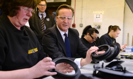 David Cameron meeting apprentices during a visit to Martin's Rubber in Southampton before his speech in Eastleigh