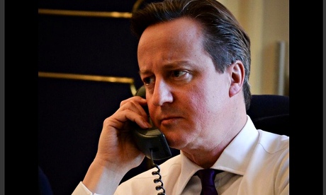 David Cameron said he didn't recognise the voice of the caller pretending to be GCHQ director Robert