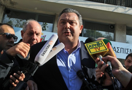 Panos Kammenos (C), leader of Independent Greeks (ANEL) party.