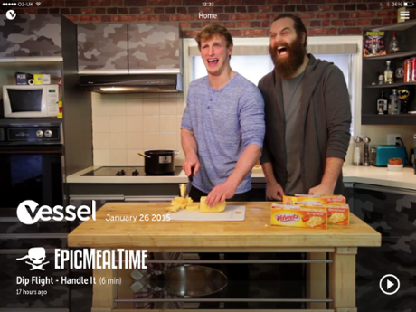 You browse your feed of Vessel channels by swiping between them.