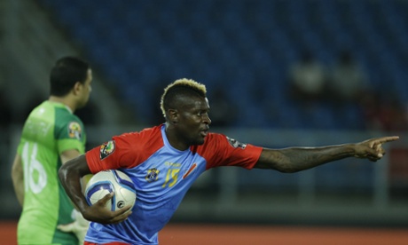 DR Congo's Loteteka Jeremy Bokila levels it up in Bata.