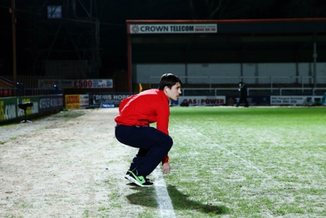 Stoke's Bojan Krkic checks out the pitch before the match at Spotland.