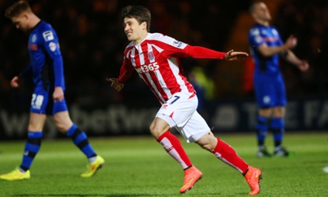 Stoke City’s Bojan Krkic celebrates scoring the opening goal.