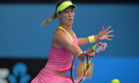 Eugenie Bouchard lets rip (Greg Wood/AFP/Getty)
