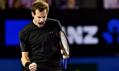 Andy Murray celebrates on his way to beating Nick Kyrgios.