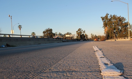 A traffic-free section of US Route 101 during its closure on 25 January.