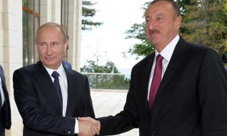 Azerbaijan's president Ilham Aliyev (right) with Russia's President Vladimir Putin.