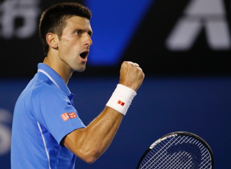 Novak Djokovic celebrates.