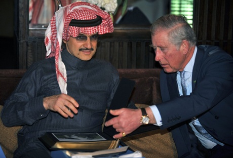 Britain's Prince Charles with Saudi prince al-Waleed bin Talal in 2014 in the Saudi capital, Riyadh.