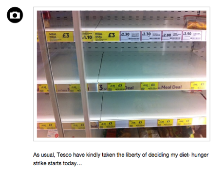 Empty shelves at Haggerston Tesco Express