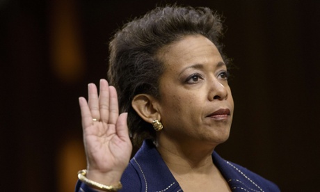 Loretta Lynch is sworn in during her confirmation hearing before the Senate Judiciary Committee January 28, 2015 in Washington, DC.