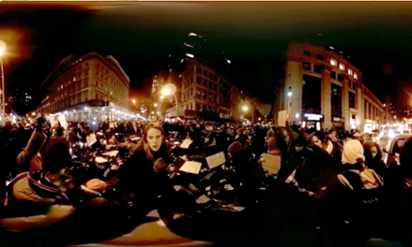 A still from the Vice News VR: Millions March virtual reality film.