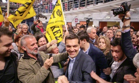 Tsipras with supporters in Thessaloniki.